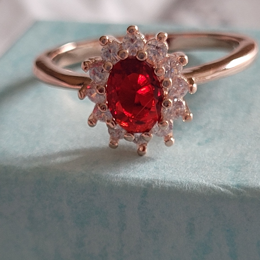 Rose Gold plated oval cut cz stone cocktail Ring